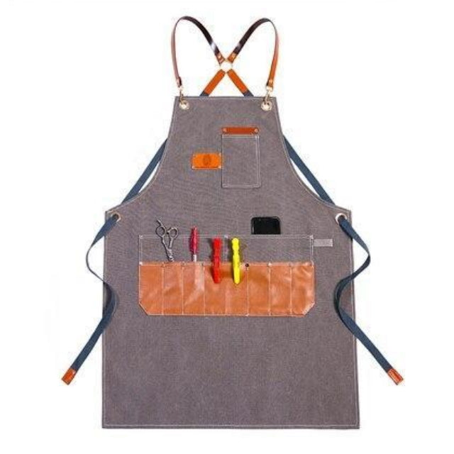 Tablier De Travail En Jean Avec Poches - Réglable, Pour Coiffeur, Cuisine, Salon, Atelier - Taille M - Coton Et Polyester